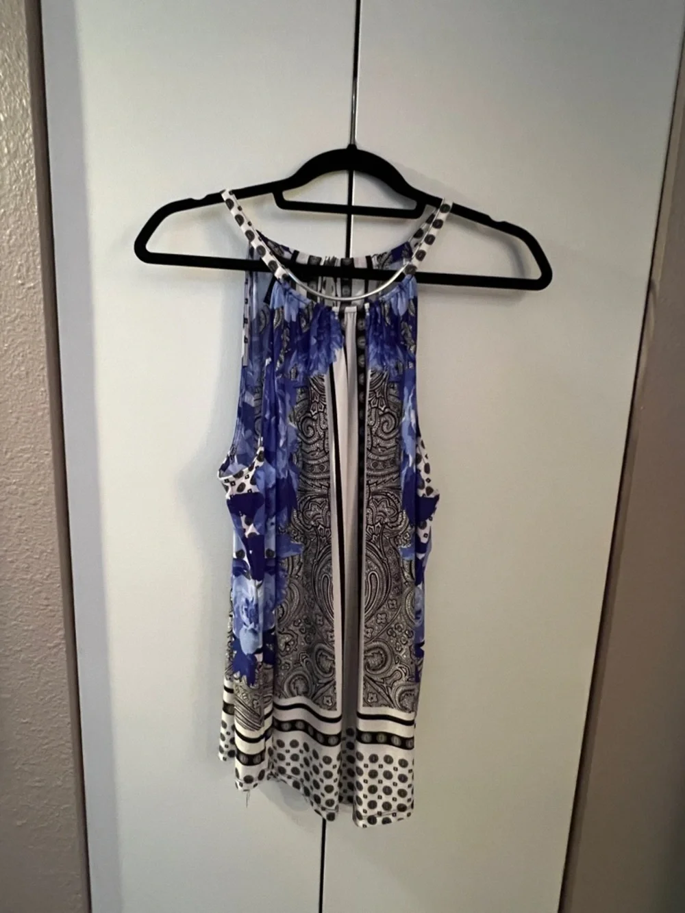 INC International Concepts Blue Floral & Paisley Halter Tank Top Sz XL - Picture 2 of 6